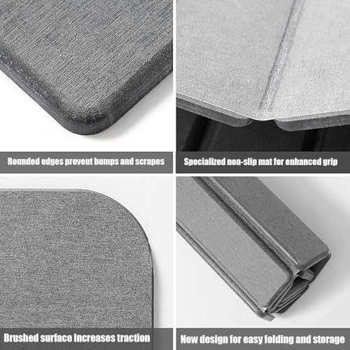 Diatomaceous Earth Bath Mat, Foldable Stone Bath Mat, 23.6 x 15.5 Inch Absorbent, Quick Drying, Diatomaceous Earth Stone Mats for Bathroom, Easy Store, Easy Clean - color: Grey 2pck