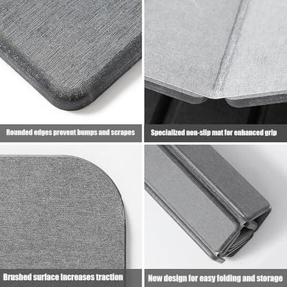 Diatomaceous Earth Bath Mat, Foldable Stone Bath Mat, 23.6 x 15.5 Inch Absorbent, Quick Drying, Diatomaceous Earth Stone Mats for Bathroom, Easy Store, Easy Clean - color: Grey 2pck
