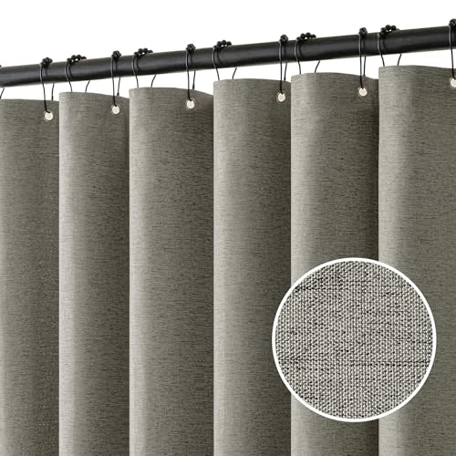 MIULEE Linen Fabric Shower Curtain Grey W72*L78 12 Metal Hooks | Modern, Heavy Duty, Shower Curtain Set, Waterproof Thick Cloth Shower Curtains, Bathroom Hotel Bathtub, Washable - color: Grey, size: 72"W x 78"L (Pack of 1)