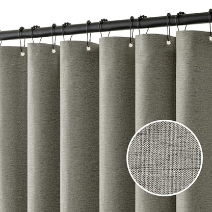 MIULEE Linen Fabric Shower Curtain Grey W72*L78 12 Metal Hooks | Modern, Heavy Duty, Shower Curtain Set, Waterproof Thick Cloth Shower Curtains, Bathroom Hotel Bathtub, Washable - color: Grey, size: 72"W x 78"L (Pack of 1)