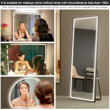LED Vanity Mirror Lights for Makeup Dressing Table Vanity Set 13ft Flexible LED Light Strip Kit 6000K Daylight White with Dimmer and Power Supply, DIY Mirror, Mirror not Included | 13ft Flexible Vanity Set 13ft Flexible LED Light Strip Kit, Dimmer and Pow