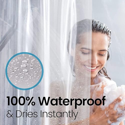 LiBa Shower Curtain PEVA 10G, 72x72 Inch Clear with 12 Rings | Heavy duty, non-Toxic with rust proof grommets,waterproof plastic shower curtain Set, weighted magnets, bathroom accessories - color: 10g Peva - Clear, size: 72"W x 72"L (Pack of 1)