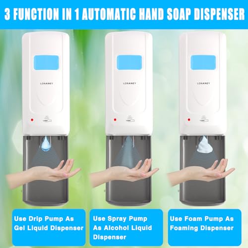 Touchless Automatic Foaming Hand Soap Dispenser Wall Mount, Motion Sensor Foam Liquid Refill Bottle Sanitizer Dispensing for Bathroom Kitchen Home Farmhouse Station - color: 1305-white