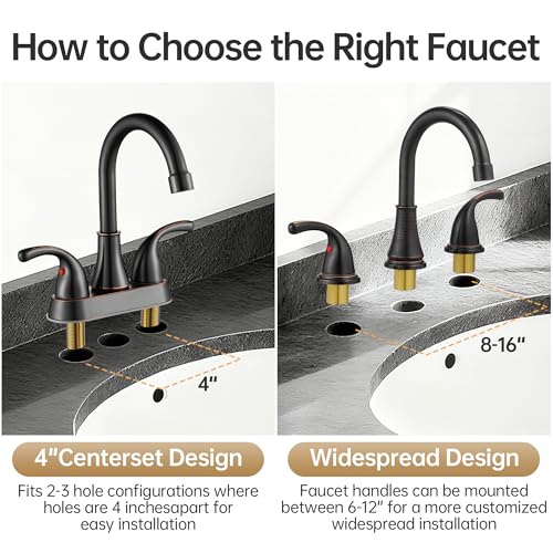 Bathroom Sink Faucet FRANSITON Centerset 8 Inch 2 Handle Bathroom Sink Faucet Lead-Free with Pop-up Drain Stopper and Supply Hoses (Oil Rubbed Bronze, 8 Inch) - color: Oil Rubbed Bronze