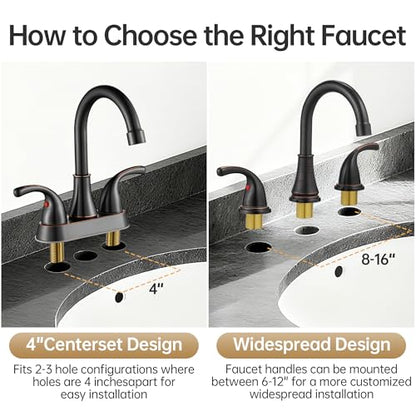 Bathroom Sink Faucet FRANSITON Centerset 8 Inch 2 Handle Bathroom Sink Faucet Lead-Free with Pop-up Drain Stopper and Supply Hoses (Oil Rubbed Bronze, 8 Inch) - color: Oil Rubbed Bronze