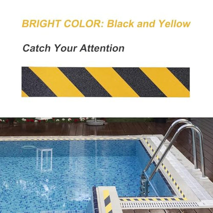 Anti Slip Safety Grip Tape 4 Inch x 60 Ft Heavy Duty Black & Yellow | Waterproof Non Skid Tread for Stairs, Steps, Floors, Staircases, Traction Caution Anti-Slip Strips Indoor/Outdoor Use - size: 4 Inch x 60 Ft