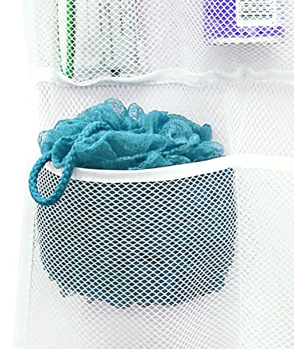 S&T INC. Shower Organizer and Caddy, 2 Pack, 14" x 30", White | Quick-Dry Mesh, 7 Pockets, Shower Caddy and Bathroom Organizer, Hangs on Existing Shower Curtain Hooks, Cruise Essential - color: Clear
