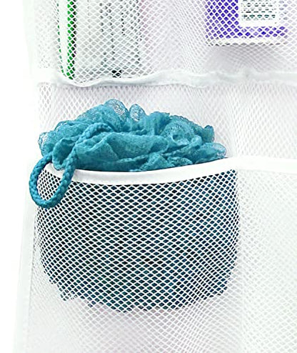 S&T INC. Shower Organizer and Caddy, 2 Pack, 14" x 30", White | Quick-Dry Mesh, 7 Pockets, Shower Caddy and Bathroom Organizer, Hangs on Existing Shower Curtain Hooks, Cruise Essential - color: Clear