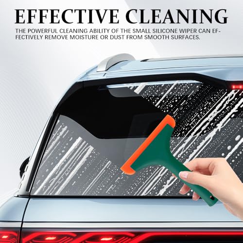 2PCS Small Silicone Window Squeegee, Car Windshield Water Blade Squeegee, 5.9 Inch Car Windshield Water Blade Squeegee with Non-Slip Handle, All-Purpose Cleaning Squeegee for Car Window (Dark Green,) - color: Dark Green, size: 2PCS