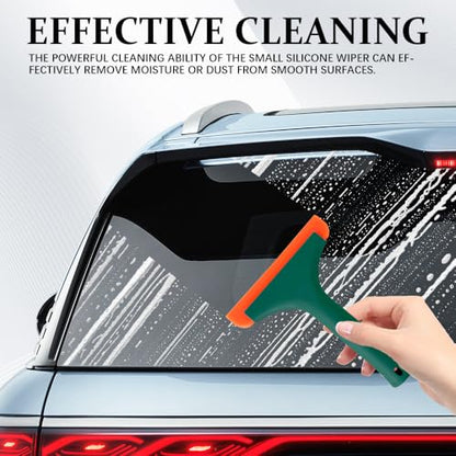 2PCS Small Silicone Window Squeegee, Car Windshield Water Blade Squeegee, 5.9 Inch Car Windshield Water Blade Squeegee with Non-Slip Handle, All-Purpose Cleaning Squeegee for Car Window (Dark Green,) - color: Dark Green, size: 2PCS
