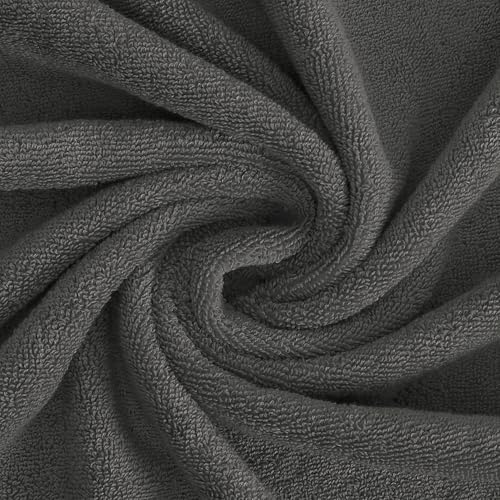 Feather & Stitch 100% Cotton 625 GSM Bath Towel Set of 6, Ultra Soft Highly Absorbent 2 Bath Towels, 2 Hand Towels & 2 Washcloth - Luxury Quick Dry Shower Towels (Dark Grey) - color: Dark Grey