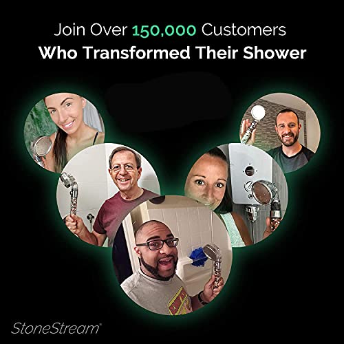 Original StoneStream EcoPower High Pressure Handhled Shower Head + Shower Filter + Wall Adapter Kit - style: 6-in-1 Shower Head Kit