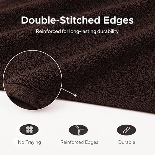 6 Pieces-Turkish Cotton - Luxury Towel Set for Bathroom & Kitchen, 2 Bath Towels, 2 Hand Towels & 2 WashCloths *Valued $79.99* (Dark Chocolate) - color: Dark Chocolate