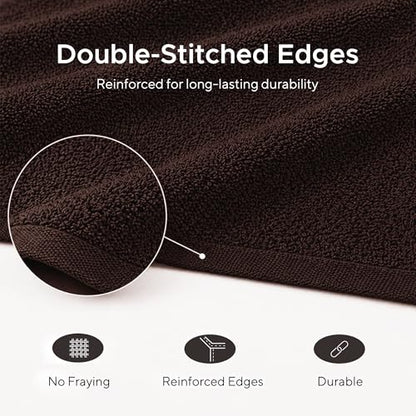 6 Pieces-Turkish Cotton - Luxury Towel Set for Bathroom & Kitchen, 2 Bath Towels, 2 Hand Towels & 2 WashCloths *Valued $79.99* (Dark Chocolate) - color: Dark Chocolate
