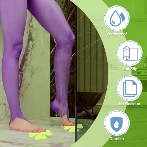 PATIKIL 12 Pcs Non Slip Bathtub Stickers, Anti Slip Shower Stickers with Scraper Bathroom Shower Floor Decals Four Leaf Shape Cute Treads Tubs, Grass Green - color: Grass Green