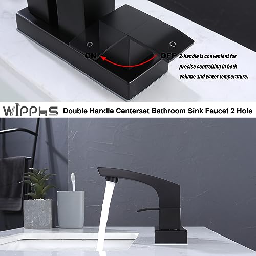 Centerset Bathroom Faucet Stainless Steel Matte Black 4 inch 2 Hole | Sink Faucet Bathroom with Pop Up Drain and cUPC Supply Hose, 2 Handle 4 inch Center-set Bathroom Sink Faucet Black - color: Matte Black, size: 4 Inch Centerset