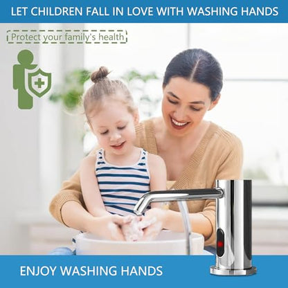 Automatic Soap Dispenser Touchless for Kitchen and Bathroom, Sink Built in Commercial Electric Soap Dispenser,Upgraded Infrared Sensors, with Bottle and Pump Electroplated 33.81oz/1000ml - size: Drip-Silvery