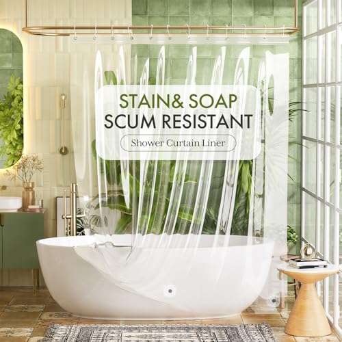 Bathway Shower Curtain Liner, Clear Shower Curtain Liner 72x75 PEVA Waterproof Shower Curtain Liner Plastic with 3 Magnets and 12 Rustproof Metal Grommets, Lightweight Shower Liner for Bathroom - color: 1a-clear, size: 72"W x 75"L (Pack of 1)