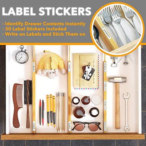 SpaceAid Bamboo Drawer Dividers (Need 2.35" Deep Drawer) Kitchen Adjustable Drawer Organizers, Expandable Organization for Home, Office, Dressers and Bathroom, 6 Dividers (13.25-17 in) - size: Short (13.25-17 in)