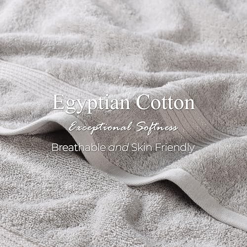 Superior Egyptian Cotton 2-Piece Bath Sheet Towel Set, Oversized Body Towels For Adults And Kids, Large Towel For Bath, Shower, Guest Bathroom, Spa, Gym, Resort, Essentials, Airbnb, Silver