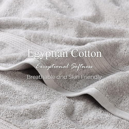 Superior Egyptian Cotton 2-Piece Bath Sheet Towel Set, Oversized Body Towels For Adults And Kids, Large Towel For Bath, Shower, Guest Bathroom, Spa, Gym, Resort, Essentials, Airbnb, Silver