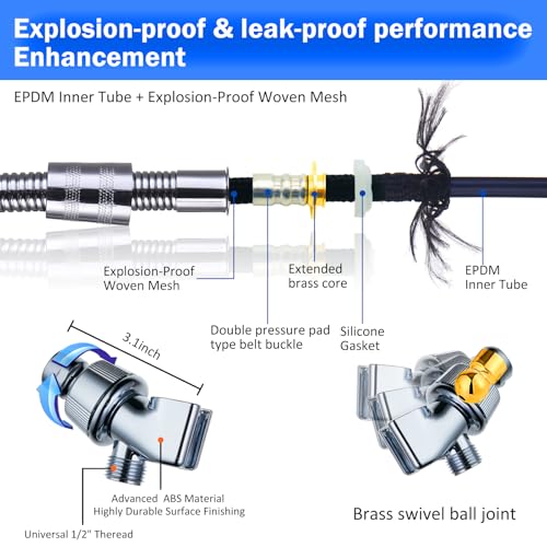 CWPW High Pressure filtered Shower Head Hydro Jet Handheld Turbo Fan Shower | ON/OFF Switch,Reduces Dry Itchy Skin,79" Hose,Bracket,4 PP Filters,Bath Loofah,360° Rotatable,Built-in Power Wash