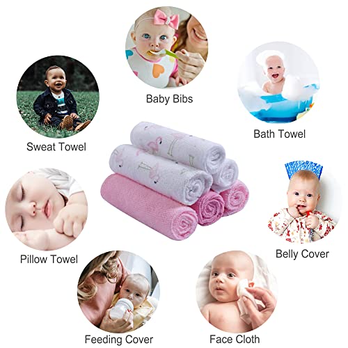 softan Baby Washcloths, 24Pack Baby Wash Cloths Extra Soft & Ultra Absorbent, Baby Towels and Washcloths Face Towel Unisex for Boys Girls Body, Washclothes Gentle on Sensitive Skin, 9x9 Flamingos - color: Flamingos