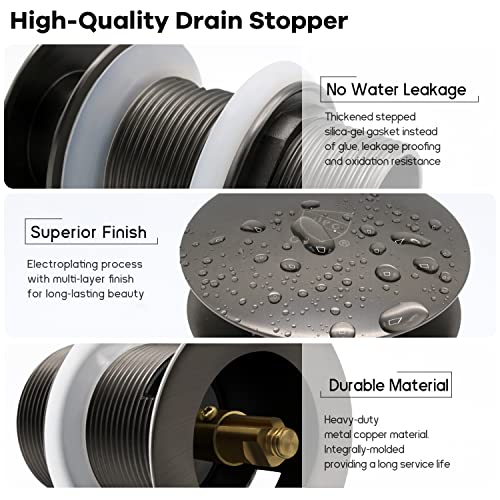FerdY Pop-up Drain for Freestanding Bathtub, cUPC Certification, Freestanding Bathtub Drain Stopper, Space Grey - color: Space Gray