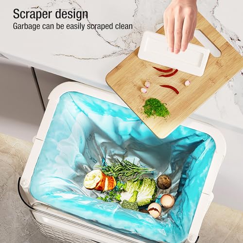Kitchen Trash Can, 2.4 Gallons Foldable Hanging Garbage Bin, Multifunctional Wall Mounted Small Trash Can - Plastic Collapsible Waste Bin with Lid for RV Office Bathroom Office
