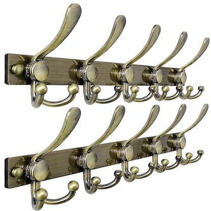 Coat Rack Wall Mount, Heavy Duty 12-Gauge Base vs Flimsy 1mm, Double-Thick Solid Anti-Snap Hooks, 16” Stud-Mount, Stainless Steel Hanger for Clothes Hat Entryway Closet, Bronze, Pack of 2 - color: Bronze, size: L=17" (2pcs)