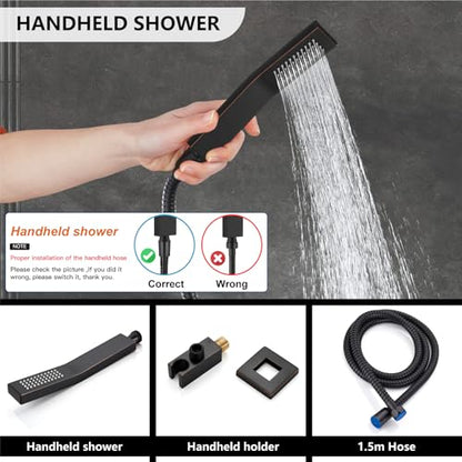 Midanya Shower Faucet Set with Handheld Sprayer,8 Inch,Oil Rubbed Bronze | Rough-in Shower Valve and Trim Kit Included,Square Rain Head,Wall Mount Shower System,All Metal,Bathroom - color: Bronze, size: 8 Inch