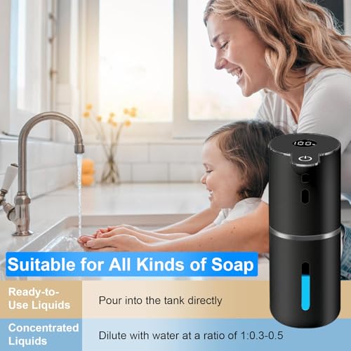 OHIFAST Automatic Liquid Soap Dispenser Touchless, USB Rechargeable Smart Hand Soap Dispenser, 6-Level Adjustable, 12.8oz/380mL, Compatible with Thick Thin Dish Soap for Bathroom Kitchen-Black - color: Black, style: Liquid