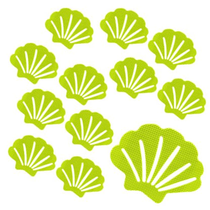 12 Pcs Non Slip Bathtub Stickers Green Adhesive Decals Sea Shell Shape Shower Stickers for Floor, Ladders, Bath Tub, Stairs, Bathroom - color: Green