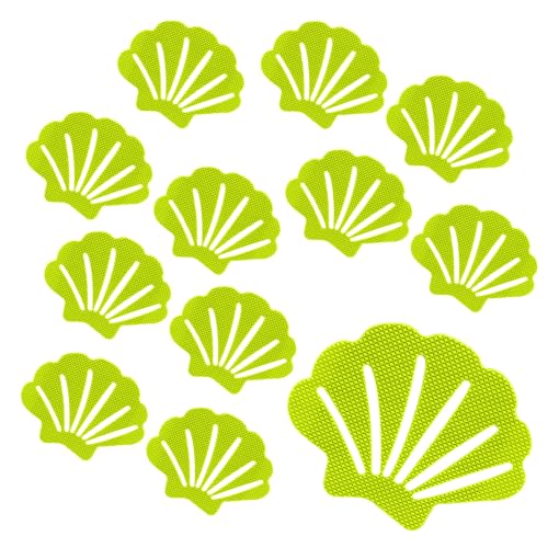12 Pcs Non Slip Bathtub Stickers Green Adhesive Decals Sea Shell Shape Shower Stickers for Floor, Ladders, Bath Tub, Stairs, Bathroom - color: Green