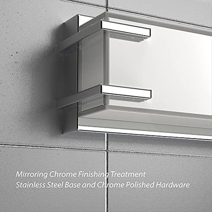 LED Bathroom Light Fixtures Over Mirror 24.4” Vanity Light with Milky White Lampshade 4000K Daylight Chrome Finishing Bath Bar (Chrome) - color: Chrome, size: 24 inch