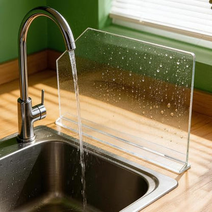 2 Pcs Acrylic Sink Splash Guard with Self-adhesive Anti-slip Rubber Pads Clear Splash Guard for Kitchen Sink Area for Restroom, Laboratory, Office (15.7"x11.8")