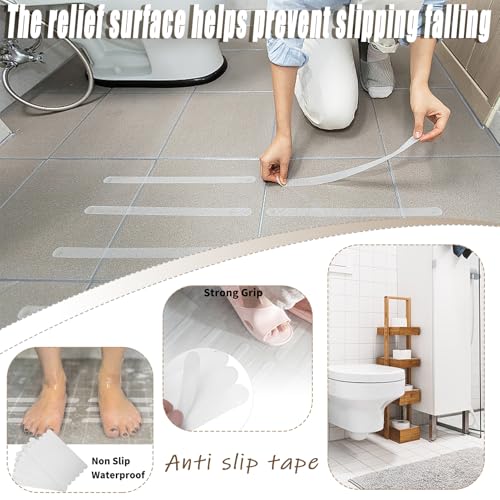 Bathtub Non Slip Stickers Self Adhesive Waterproof Strong Grip Anti Slip Strips for Bath Tub Shower Stairs Ladders Boats Floor Kitchen2x38cm24 Pcs (2 * 38cm 24 Pieces) - size: 2*38cm 24 pieces