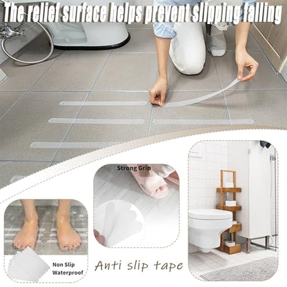 Bathtub Non Slip Stickers Self Adhesive Waterproof Strong Grip Anti Slip Strips for Bath Tub Shower Stairs Ladders Boats Floor Kitchen2x38cm24 Pcs (2 * 38cm 24 Pieces) - size: 2*38cm 24 pieces