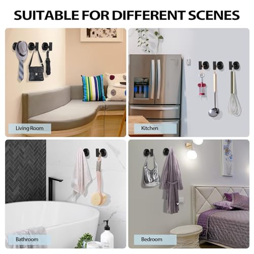 2 Pack Towel Hooks for Bathroom, Wall Mount Towel Holder, Wall Robe Stainless Steel Heavy Duty Door Hanger for Kitchen, Bedroom,Hotel,Pool,Coats, Black - color: Black