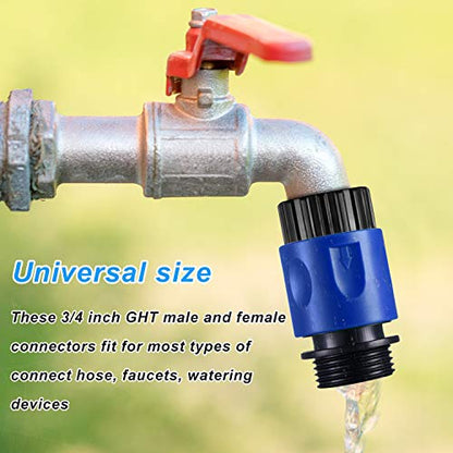 Hotop 16 Pcs Garden Hose Quick Connector, 3/4 Inch Fittings, Blue Black | Male Female Fittings, 10 Rubber Gaskets, Plastic Adapters for Garden Watering, Car Wash, Leak-Proof, Tool-Free Install - color: Blue, Black