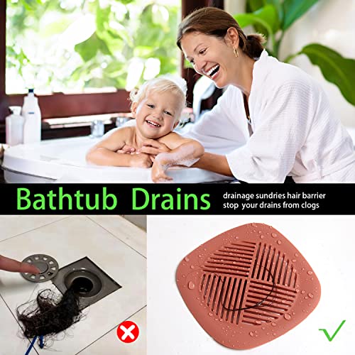 Hair Catcher Shower Drain Cover Sturdy Silicone 5.5 Inches Bathroom Accessories Drain Plug Drain Protector Hair Stopper for Kitchen Bathtub and Laundry Pink 2 Pack