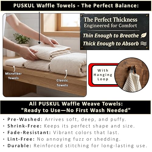 PÜSKÜL Natural 100% Turkish Cotton Waffle Bath Towels Set of 2, Extra-Large | Raw-Undyed, Oversize 32x63" Bath sheet towel for bathroom & beach. Honeycomb-Waffle weave, Premium oeko-tex made in Turkey. - color: Natural Raw-undyed, size: Bath Towels - Pack