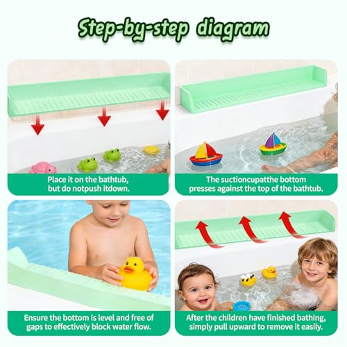 Kids Bathtub Splash Guard, Shelf & Toddler Bath Toy Tray - Green | Bathtub Splash Guard PlayPad Shelf Area with Strong Suction Cups, Bathtub Ledge Guard, Fun Bath Time for Toddlers Baby - color: green