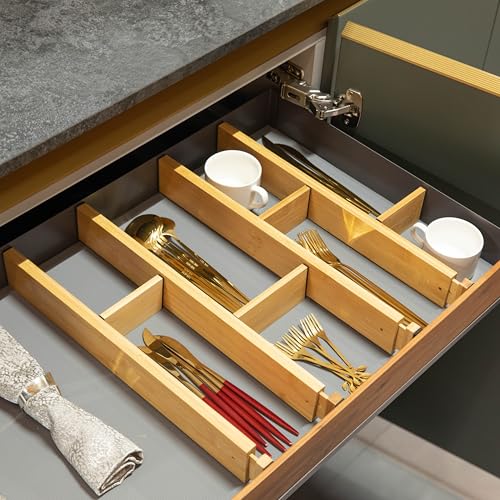 Expandable & Adjustable Drawer Organizer with 4 Dividers & 4 Inserts Storage Solution for Home Office Dresser Desk Kitchen Bedroom Closet Separator for Socks Cutlery Clothes and Accessories - size: 8 Piece