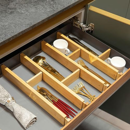 Expandable & Adjustable Drawer Organizer with 4 Dividers & 4 Inserts Storage Solution for Home Office Dresser Desk Kitchen Bedroom Closet Separator for Socks Cutlery Clothes and Accessories - size: 8 Piece