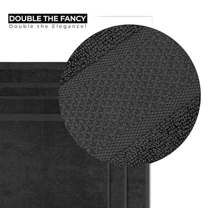 Ocean Towel Set for Bathroom 100% Luxury Cotton Bath Towels Set of 8 (2 Bath Towel and 2 Hand Towel Set & 4 Wash Cloth) Black Soft Towels Bathroom Set 600 GSM Double Stitched for Durability - color: Black