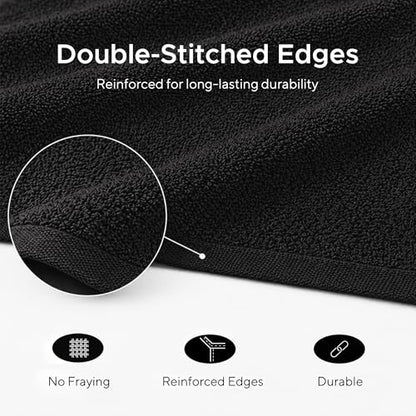 Veteran Textile LLC - 6 Pieces - Turkish Cotton - Luxury Towel Set for Bathroom & Kitchen, 2 Bath Towels, 2 Hand Towels & 2 WashCloths *Valued $79.99* (Black) - color: Black