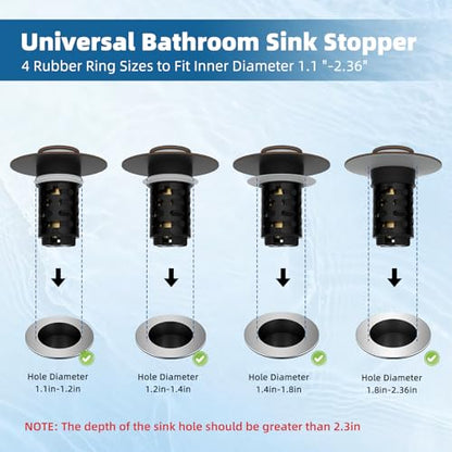 Universal Upgraded Bathroom Sink Drain Stopper, 4-in-1, Oil-Rubbed Bronze | Hair Catcher Pop-Up Sink Strainer with 2-Layer Removable Stainless Steel Basket, Anti-Clog Drain Plug for 1.1"-2.36" Basin - color: Oil Rubbed Bronze
