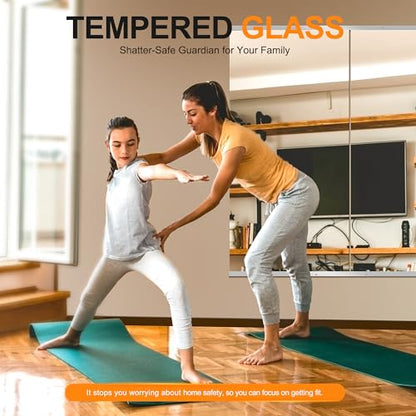Home Gym Mirror, 48"x24"x2PCS, Silver | Large Full Body, Tempered Glass Frameless, Wall-Mounted, For Gym, Yoga, Garage, Bedroom, Bathroom - size: 48''x24''x2PCS