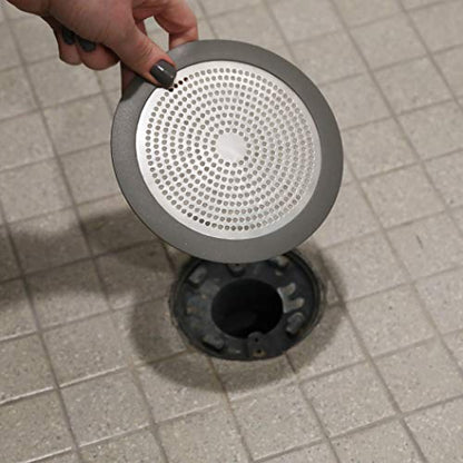Danco 11040P Bathroom Sink Hair Catcher, Bathtub Drain Protector, Sink and Tub Strainer, 2-Pack - color: Brushed Nickel, size: Round [Pack of 1], style: Shower